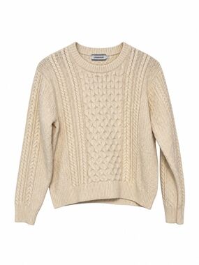 J.McLaughlin Ivory Cable Knit Wool Cotton Crewneck Sweater Womens Small